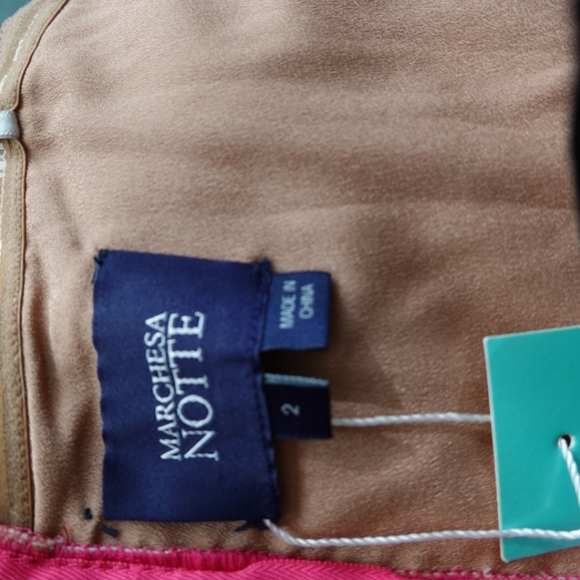 NWT - MARCHESA NOTTE Magenta One-Shoulder Formal Dress with Beaded Top, size 2 - Picture 5 of 8